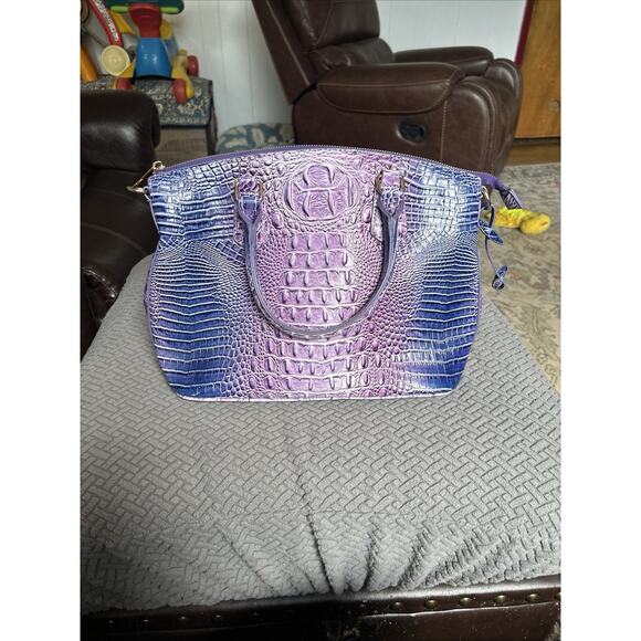 Purple And Blue Faux Leather Handbag With Handles And Zip Closure Lavender Purse - Picture 8 of 9